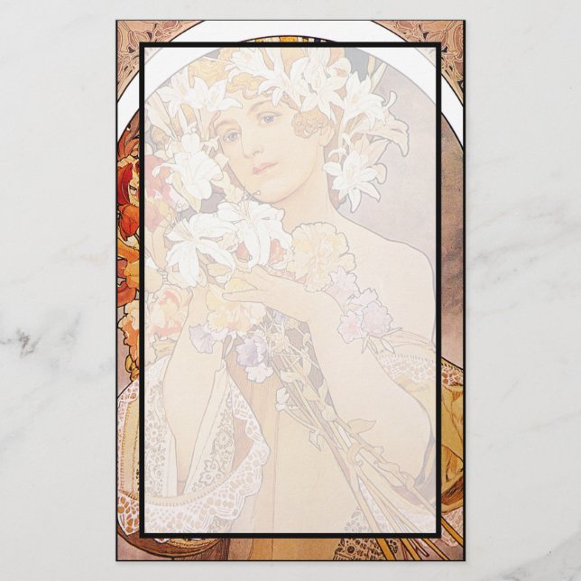 Alphonse Mucha Flower Stationery (Front)