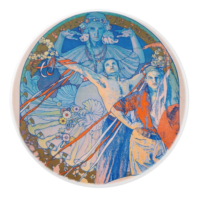 Alphonse Mucha for Sokol Festival (1926) Ceramic Knob (Front)