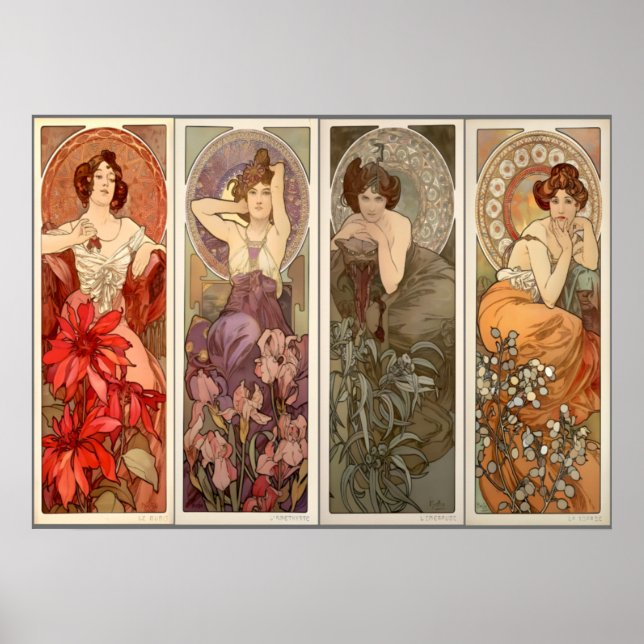 Alphonse Mucha, Four Precious Stones  Poster (Front)