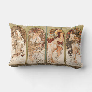 Alphonse Mucha Four Seasons 1897 Art Nouveau Panel Lumbar Pillow