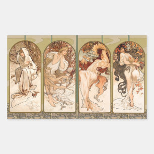 Alphonse Mucha Four Seasons 1897 Art Nouveau Panel Sticker