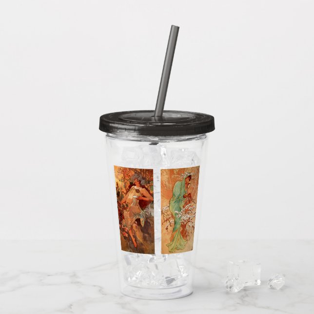 Alphonse Mucha, Four Seasons Acrylic Tumbler (Back Ice)