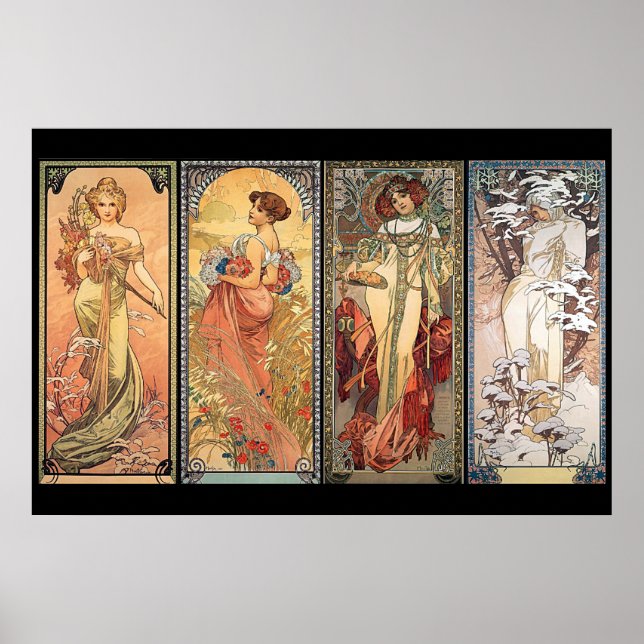 Alphonse Mucha Four Seasons Poster (Front)