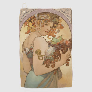 Alphonse Mucha Fruit Art Nouveau Vintage Maiden Golf Towel