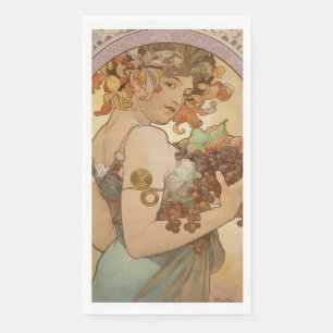 Alphonse Mucha Fruit Art Nouveau Vintage Maiden Napkin