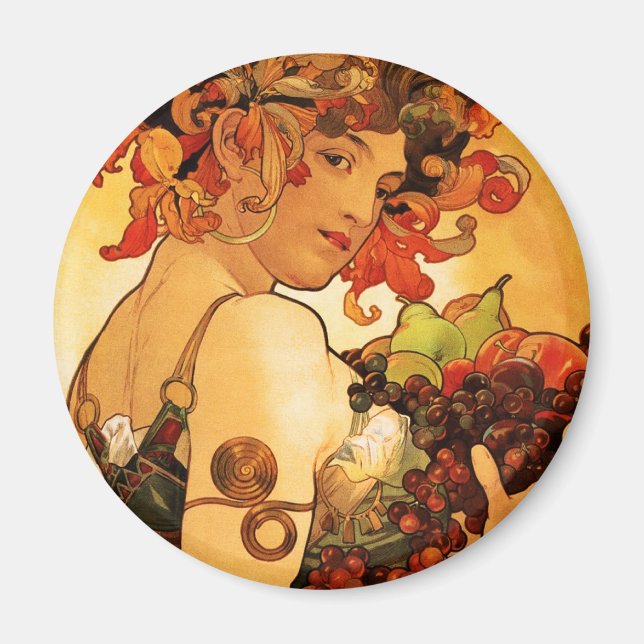 Alphonse Mucha Fruit Magnet (Front)