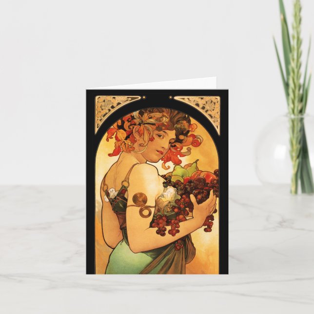 Alphonse Mucha Fruit Note Card (Front)