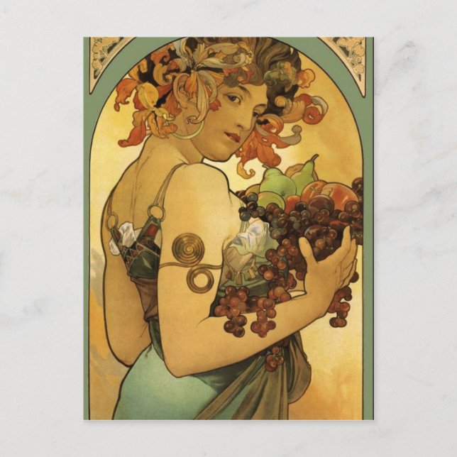 Alphonse Mucha Fruit Painting Postcard (Front)