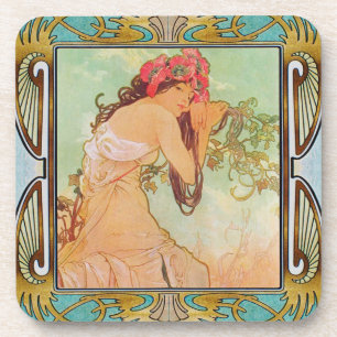 Alphonse Mucha hard plastic Coaster set of 6 #03