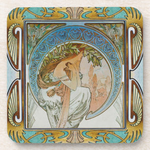 Alphonse Mucha hard plastic Coaster set of 6 #12