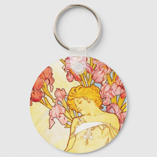 Alphonse Mucha Iris Key Chain