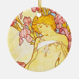 Alphonse Mucha Iris Ornament