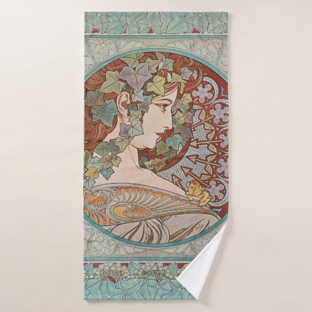 Alphonse Mucha - Ivy (Serviette de bain)