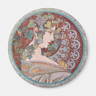 Alphonse Mucha Ivy Art Nouveau Fridge Magnet