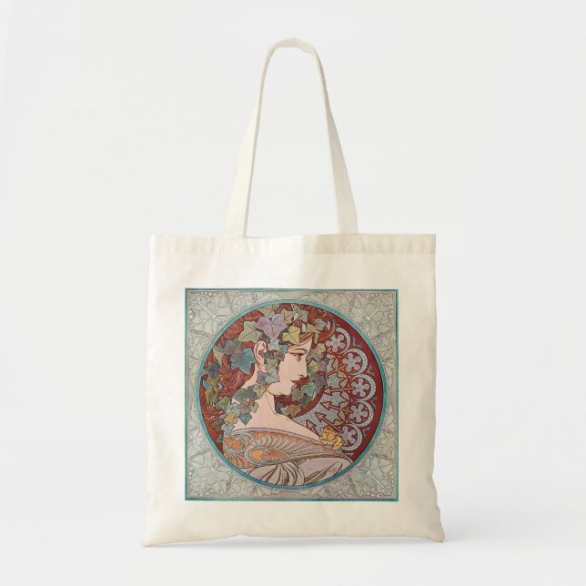 Alphonse Mucha Ivy Art Nouveau Tote Bag (Front)