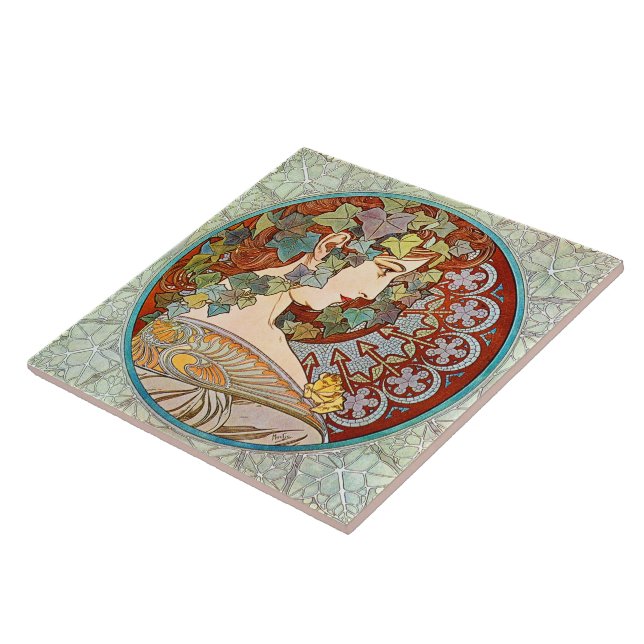 Alphonse Mucha Ivy Tile (Side)