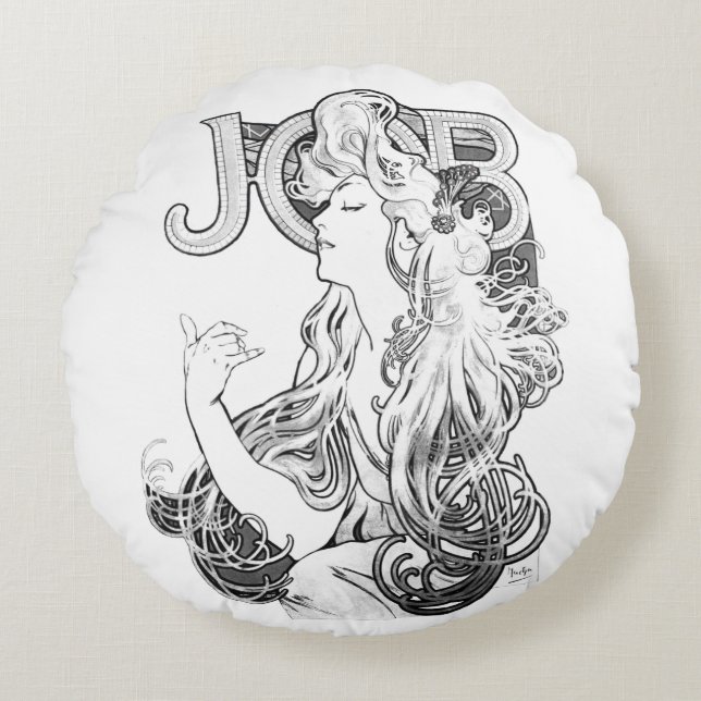 Alphonse Mucha JOB ISOGS Round Pillow (Front)