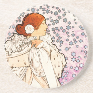 Alphonse Mucha La Dame 1896 Art Nouveau Vintage Coaster