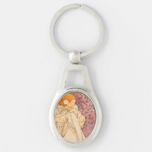 Alphonse Mucha La Dame Aux Camelias: Art Nouveau Keychain