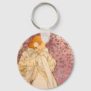 Alphonse Mucha La Dame Aux Camelias: Art Nouveau Keychain
