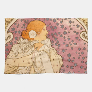 Alphonse Mucha La Dame Aux Camelias: Art Nouveau Kitchen Towel