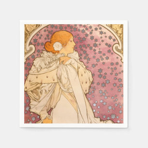 Alphonse Mucha La Dame Aux Camelias: Art Nouveau Napkin