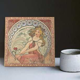 Alphonse Mucha La Peinture Art Nouveau Vintage Tile