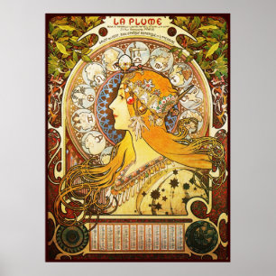 Alphonse Mucha La Plume Poster