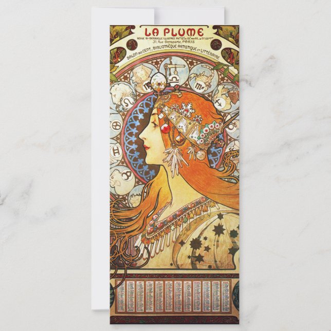 Alphonse Mucha La Plume Zodiac Art Nouveau Vintage (Front)