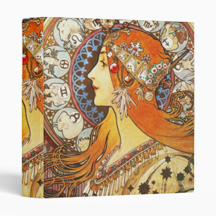 Alphonse Mucha La Plume Zodiac Art Nouveau Vintage Binder