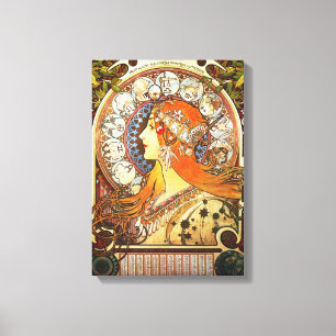 Alphonse Mucha La Plume Zodiac Art Nouveau Vintage Canvas Print