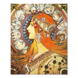 Alphonse Mucha La Plume Zodiac Art Nouveau Vintage Photo Print