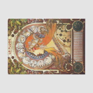 Alphonse Mucha La Plume Zodiac Art Nouveau Vintage Tissue Paper