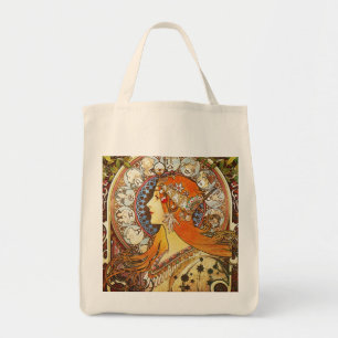 Alphonse Mucha La Plume Zodiac Art Nouveau Vintage Tote Bag