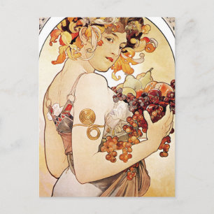 Alphonse Mucha Lady With Fruit Postcard