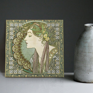Alphonse Mucha LAUREL 1901 Art Nouveau Vintage Tile