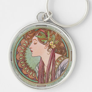 Alphonse Mucha Laurel Art Nouveau Key Chain