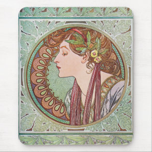 Alphonse Mucha Laurel Art Nouveau Mousepad