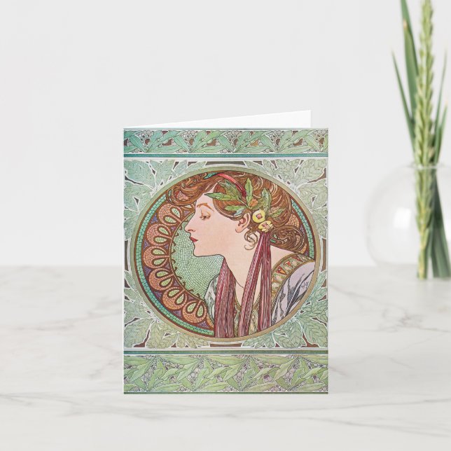 Alphonse Mucha Laurel Art Nouveau Note Cards V (Front)