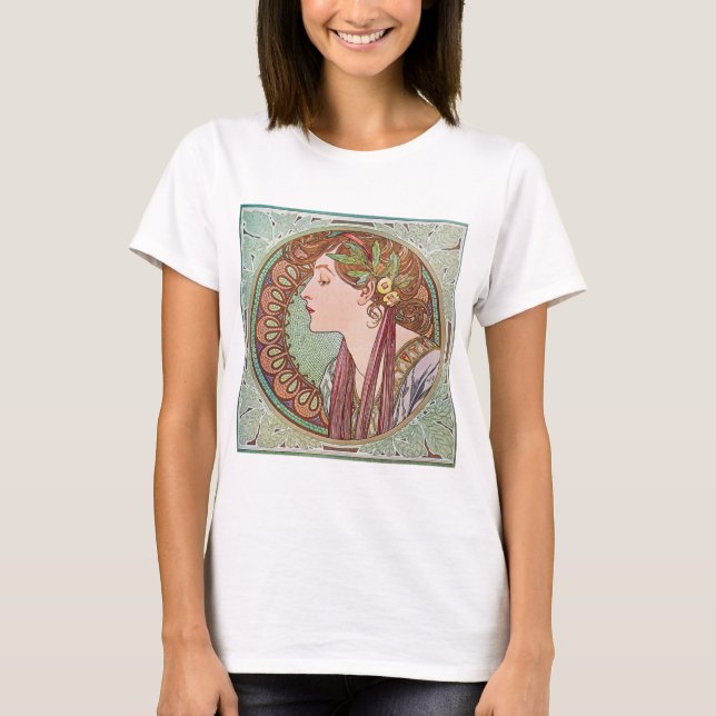 Alphonse Mucha Laurel Art Nouveau Top T-shirt (Front)