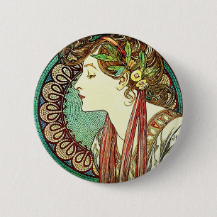 Alphonse Mucha Laurel Button