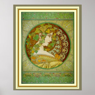 Alphonse Mucha Laurel Leaves 16 x 20 Poster