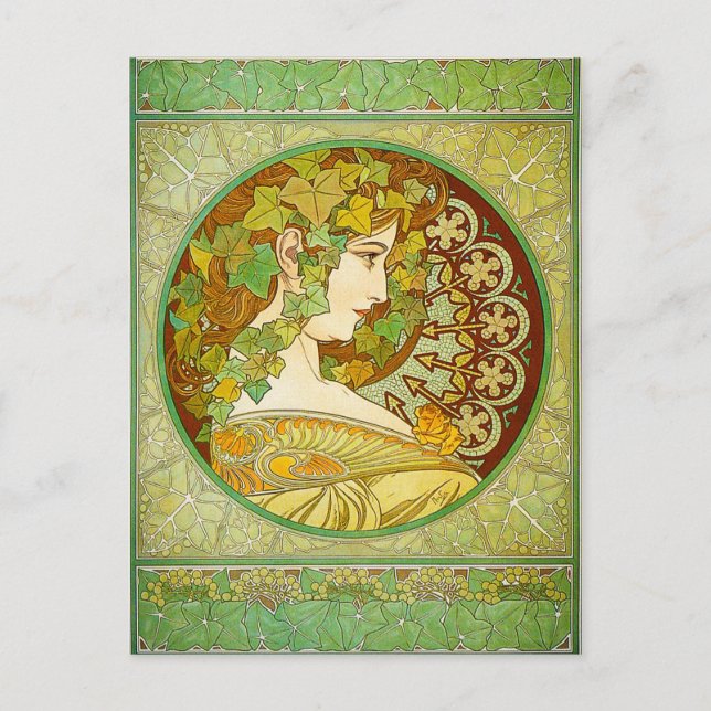 Alphonse Mucha Laurel Postcard (Front)