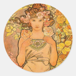 Alphonse Mucha les autocollants de rose