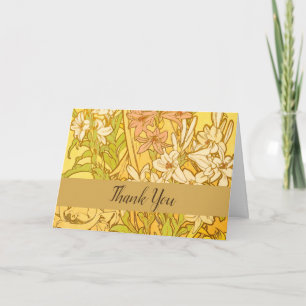 Alphonse Mucha Lily Flowers Pattern: Art Nouveau  Thank You Card