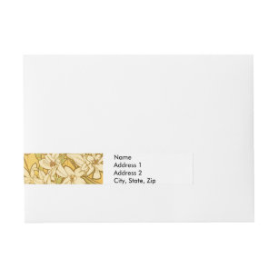 Alphonse Mucha Lily Flowers Pattern: Art Nouveau  Wraparound Address Label