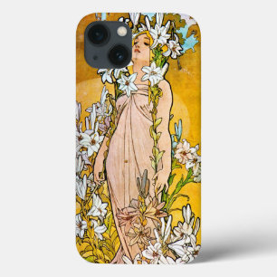 Alphonse Mucha - Lily - White Border iPhone 13 Case