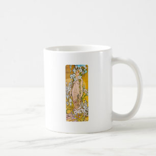 Alphonse Mucha - Lily - White Border Coffee Mug