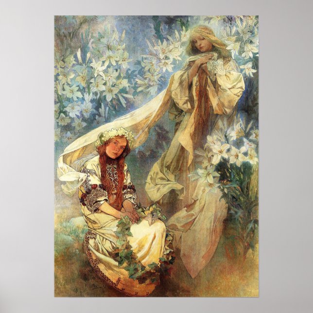 Alphonse Mucha Madonna of the Lilies Poster (Front)