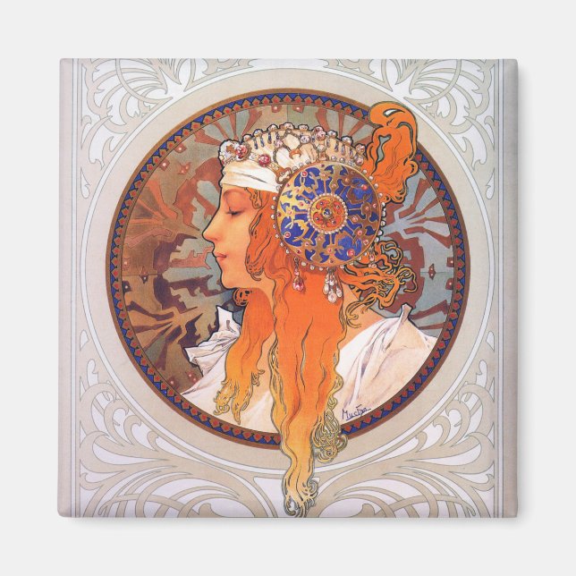 Alphonse Mucha Magnet (Front)